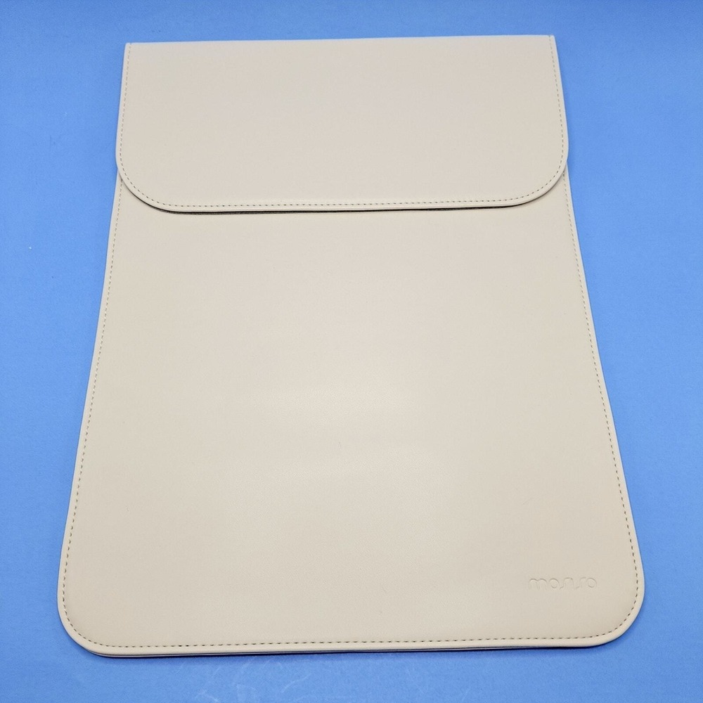 MOSISO Tablet Sleeve Laptop MacBook Air Ivory Faux Leather Magnetic Closure New